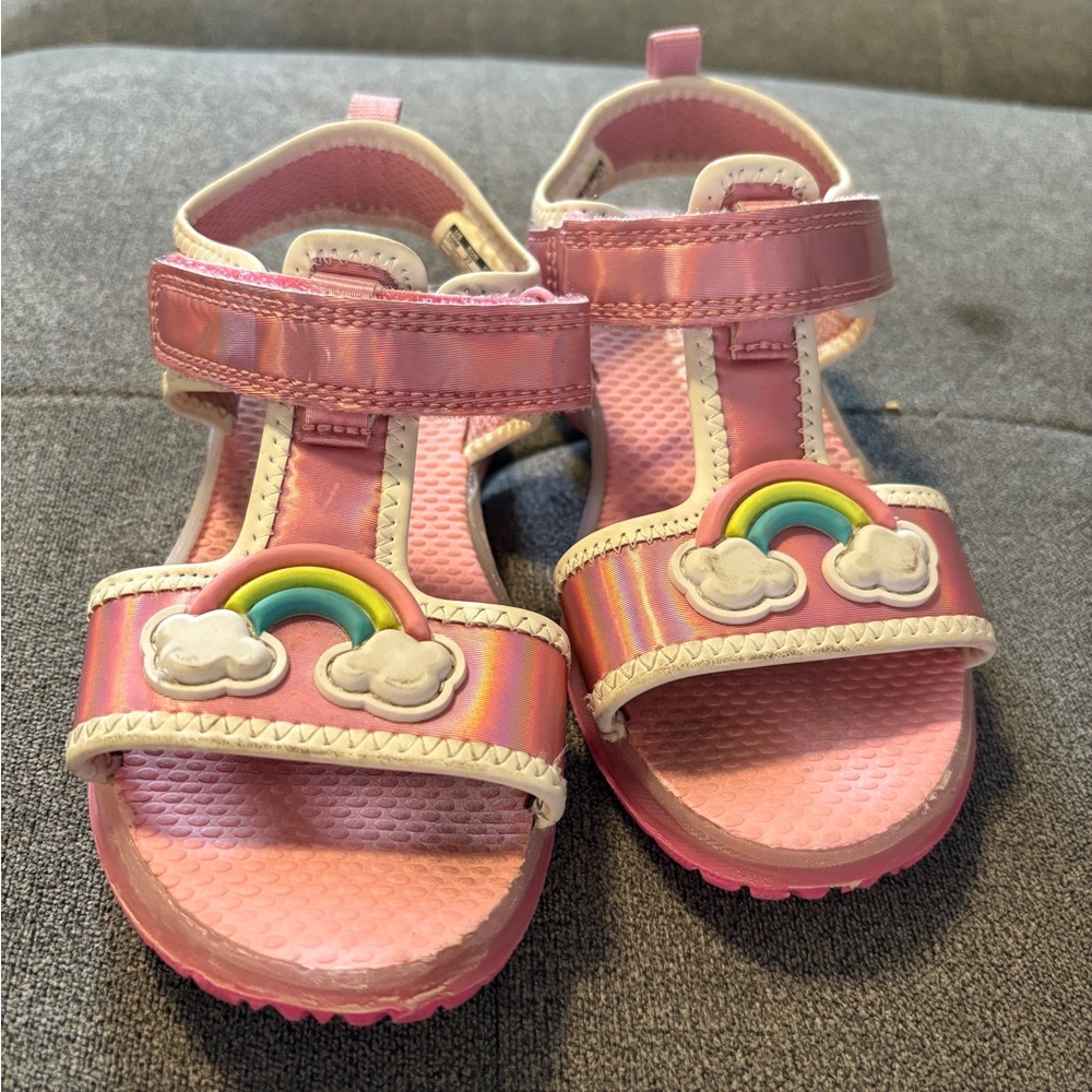 Carter's Pink Sandals with Rainbow Design